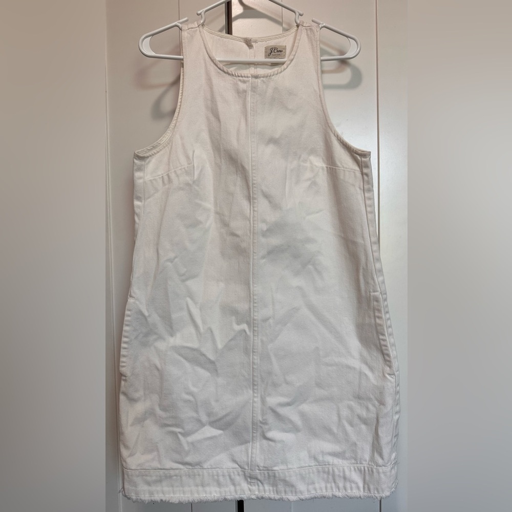 J.‎ Crew White Sleeveless 100% Cotton Denim Shift Dress size 8